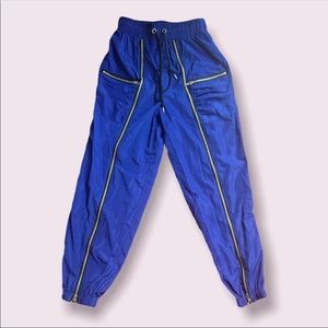 blue zipper windbreaker pants